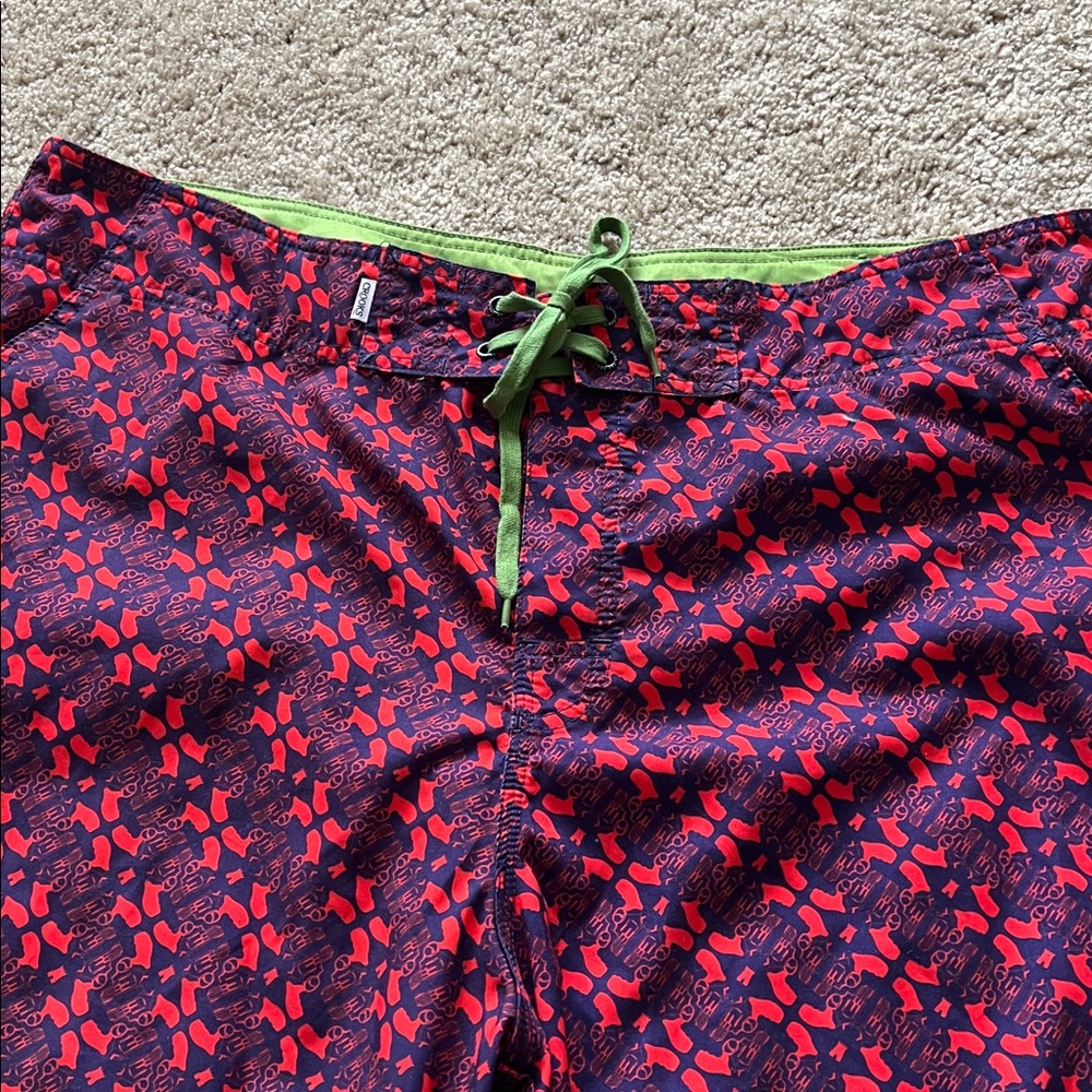 Navy and Red Men’s Crook & Castles Board Shorts Size 42